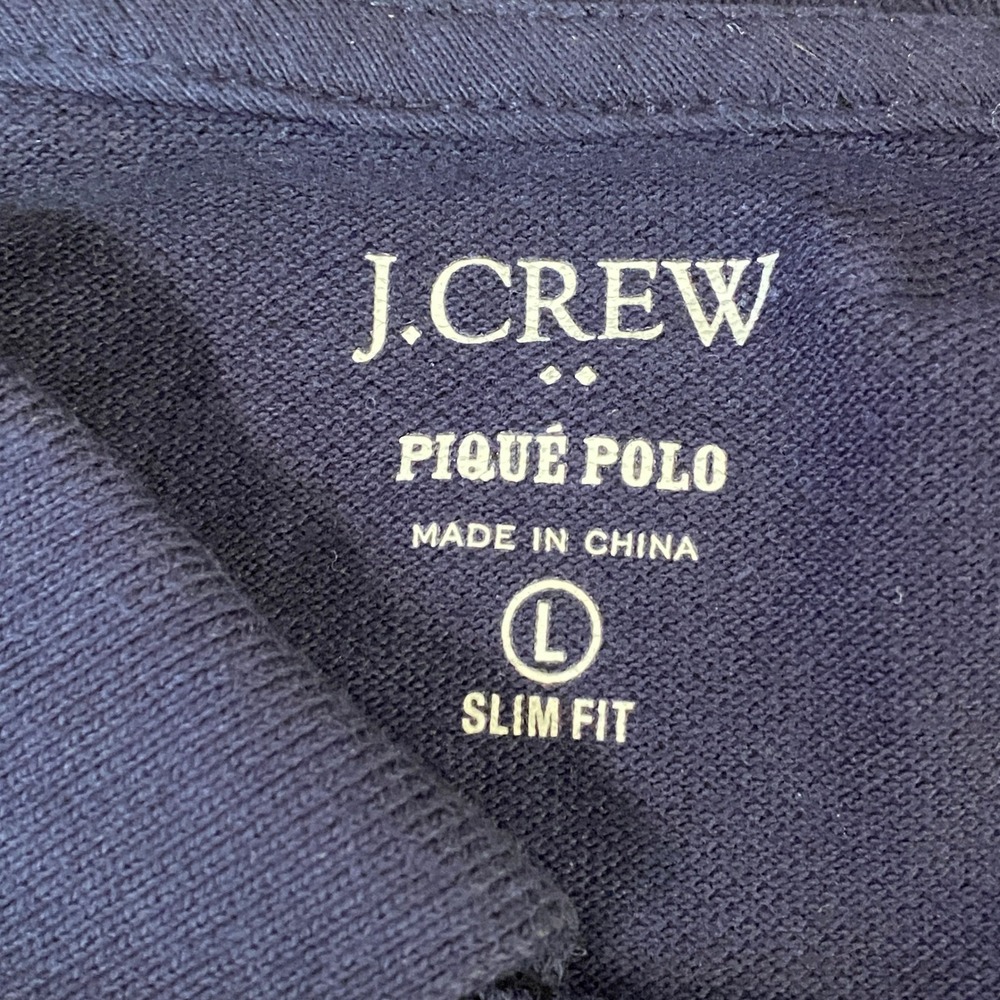 J.Crew Pique Polo Shirt Mens Large Anchor Print Slim Fit Short Sleeve Navy Blue - Picture 3 of 9